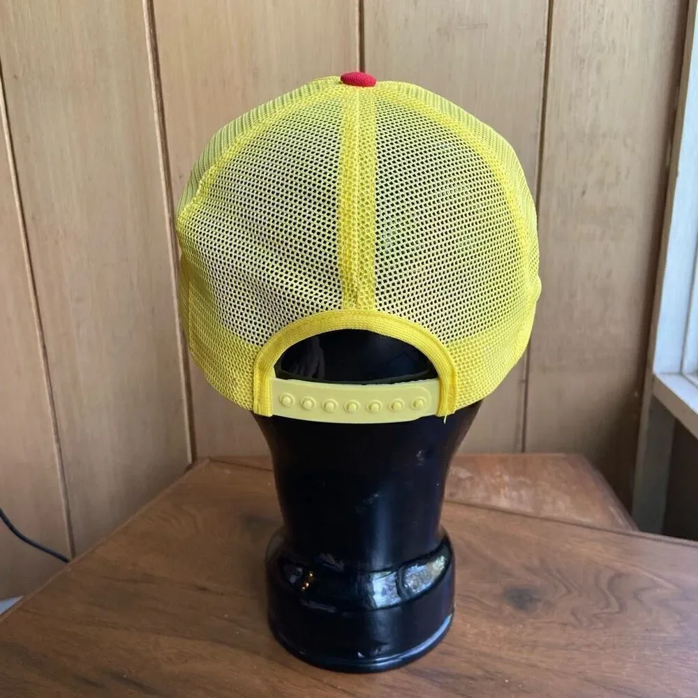 VTG 1980s PENNZOIL Yellow Rope Hat Trucker Cap Snapback Mesh USA Oil Swingster